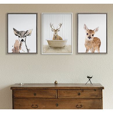 Sylvie Stag Farmhouse Bath Framed Canvas by Amy Peterson Art Studio