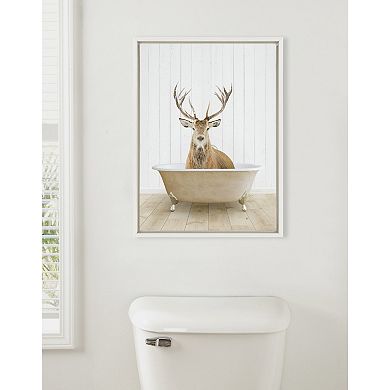 Sylvie Stag Farmhouse Bath Framed Canvas by Amy Peterson Art Studio