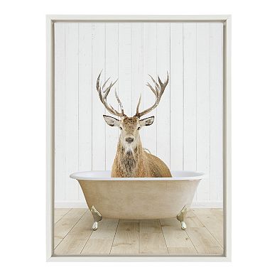 Sylvie Stag Farmhouse Bath Framed Canvas by Amy Peterson Art Studio