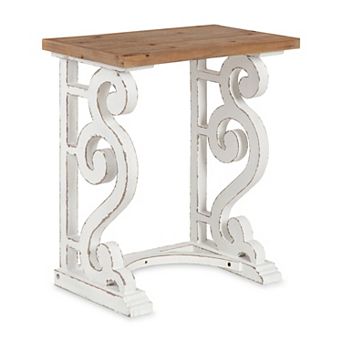 Wyldwood Carved Wood Side Table 24x14x27.5