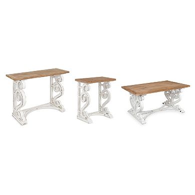 Wyldwood Carved Wood Side Table 24x14x27.5