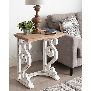 Wyldwood Carved Wood Side Table 24x14x27.5
