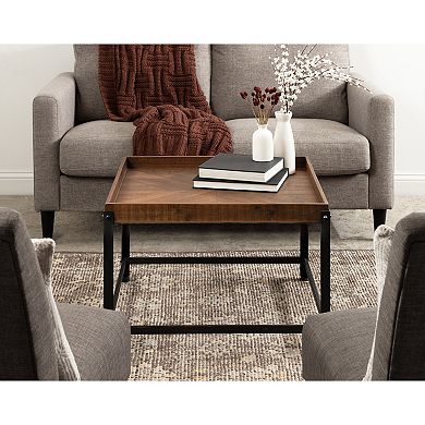 Marsh Wood and Metal Coffee Table 27x27x18