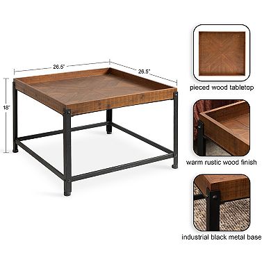 Marsh Wood and Metal Coffee Table 27x27x18