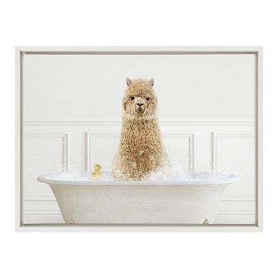Sylvie Alpaca In Bubble Bath Neutral Style Framed Canvas by Amy Peterson Art Studio