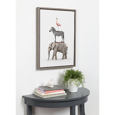 Sylvie Stacked Safari Animals Framed Canvas by Amy Peterson Art Studio