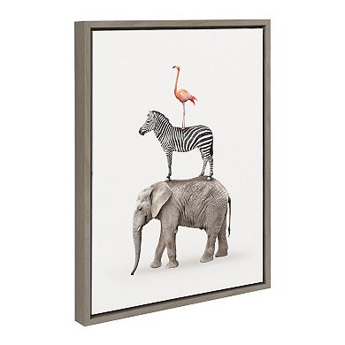 Sylvie Stacked Safari Animals Framed Canvas by Amy Peterson Art Studio