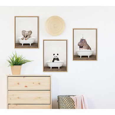 Sylvie Baby Elephant No 6 in Rustic Bath Framed Canvas by Amy Peterson Art Studio