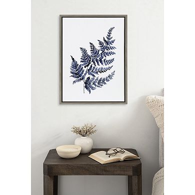Sylvie Botanical Fern Indigo Framed Canvas by Sara Berrenson