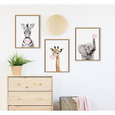 Sylvie Bubble Gum Giraffe Framed Canvas by Amy Peterson Art Studio