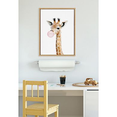Sylvie Bubble Gum Giraffe Framed Canvas by Amy Peterson Art Studio