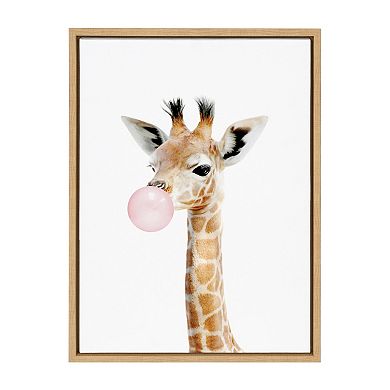 Sylvie Bubble Gum Giraffe Framed Canvas by Amy Peterson Art Studio