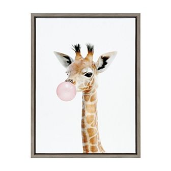 Sylvie Bubble Gum Giraffe Framed Canvas by Amy Peterson Art Studio
