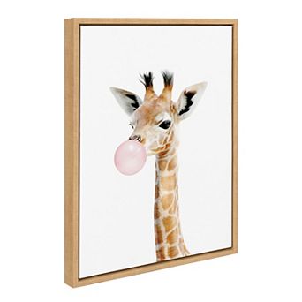 Sylvie Bubble Gum Giraffe Framed Canvas by Amy Peterson Art Studio