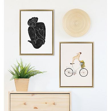 Sylvie Frenchie Bulldog on a Bicycle Framed Canvas by Amy Peterson Art Studio