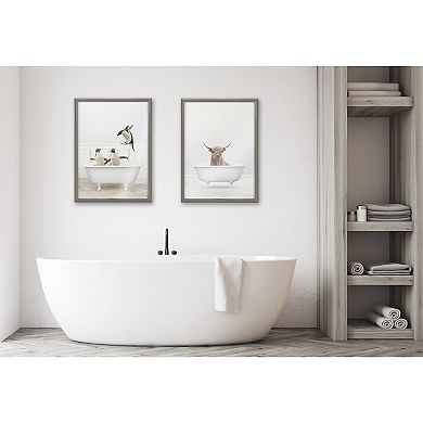 Blake Penguins Bathroom Framed Printed Glass by Amy Peterson Art Studio