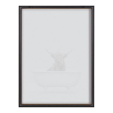 Blake Highland Cow Solo Bathtub Framed Printed Glass by Amy Peterson