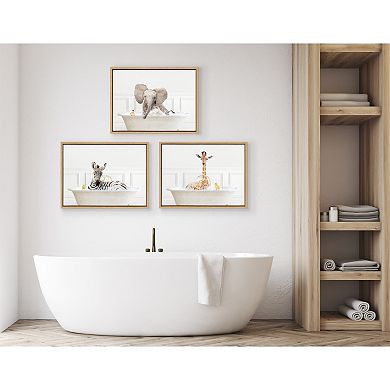 Sylvie Baby Elephant No4 In Bubble Bath Neutral Style Framed Canvas by Amy Peterson Art Studio