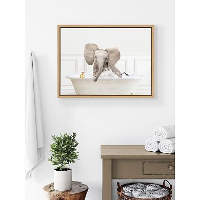 Sylvie Baby Elephant No4 In Bubble Bath Neutral Style Framed Canvas by Amy Peterson Art Studio