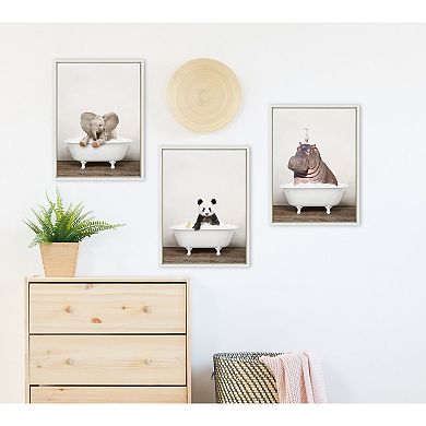 Sylvie Hippo and Bird in Rustic Bath Framed Canvas by Amy Peterson Art Studio