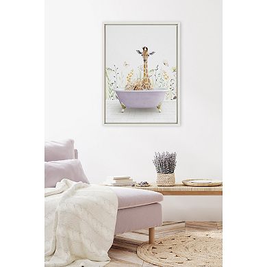 Sylvie Giraffe In Spring Bath Framed Canvas by Amy Peterson Art Studio