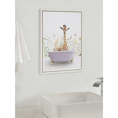 Sylvie Giraffe In Spring Bath Framed Canvas by Amy Peterson Art Studio