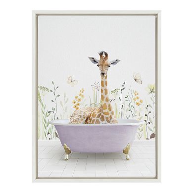Sylvie Giraffe In Spring Bath Framed Canvas by Amy Peterson Art Studio