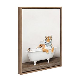 Sylvie Bengal Tiger in Rustic Bath Framed Canvas by Amy Peterson Art Studio