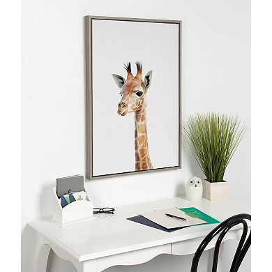 Sylvie Baby Giraffe Framed Canvas by Amy Peterson