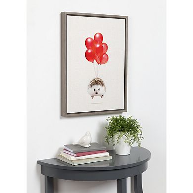 Sylvie Hedgehog Balloons Framed Canvas By Amy Peterson