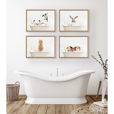 Sylvie Bunny In Bubble Bath Neutral Style Framed Canvas by Amy Peterson Art Studio