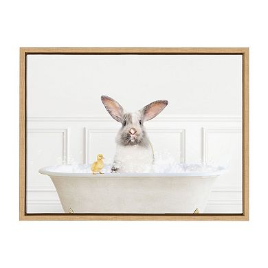 Sylvie Bunny In Bubble Bath Neutral Style Framed Canvas by Amy Peterson Art Studio