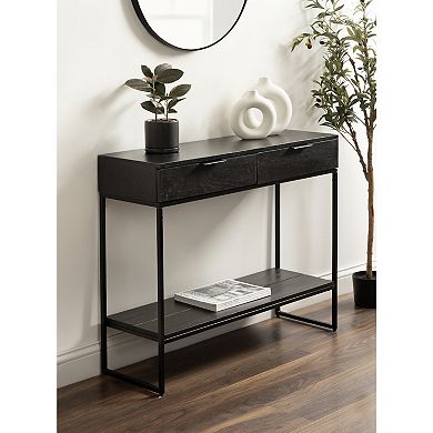Malone Wood and Metal Console Table 36x13x31