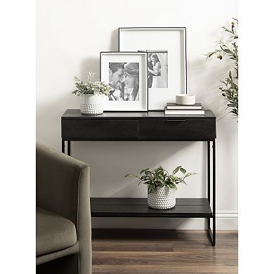 Malone Wood and Metal Console Table 36x13x31