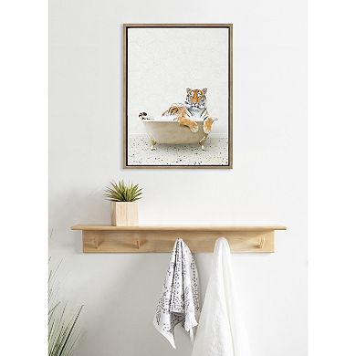 Sylvie Tiger in Terrazzo Bath Framed Canvas by Amy Peterson Art Studio