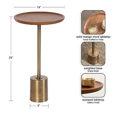Xyler Wood and Metal Side Table 14x14x24