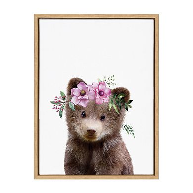 Sylvie Flower Crown Bear Framed Canvas by Amy Peterson Art Studio