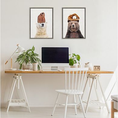 Sylvie Brown Bear Baseball Framed Canvas by Amy Peterson Art Studio