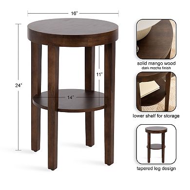 Talcott Round Wood Side Table
