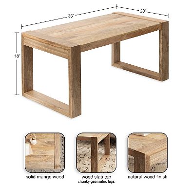 Dhillion Wood Rectangle Coffee Table 36x20x18