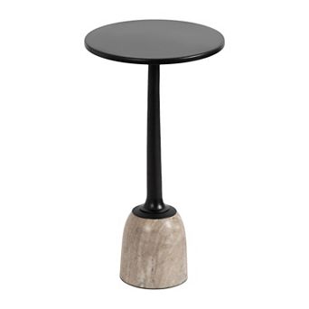 Nyall Round Metal and Marble Drink Table 12x12x22