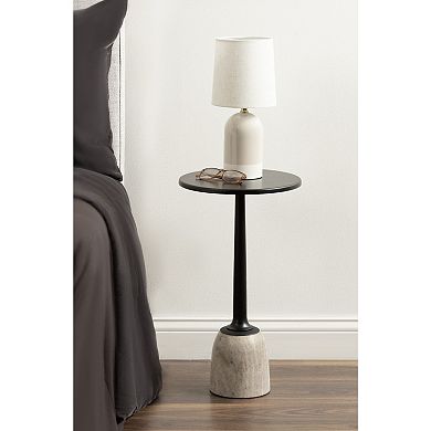 Nyall Round Metal and Marble Drink Table 12x12x22