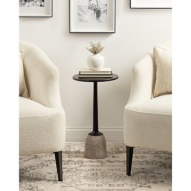 Nyall Round Metal and Marble Drink Table 12x12x22
