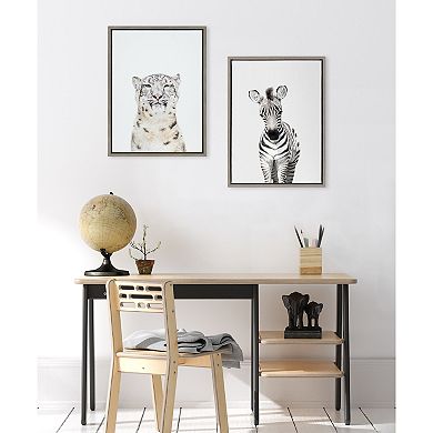Sylvie Snow Leopard Portrait Framed Canvas by Amy Peterson Art Studio