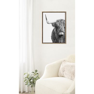 Sylvie B&W Highland Cow No. 1 Framed Canvas by Amy Peterson Art Studio