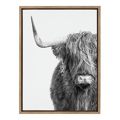 Sylvie B&W Highland Cow No. 1 Framed Canvas by Amy Peterson Art Studio
