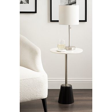 Tira Round Marble and Metal Side Table