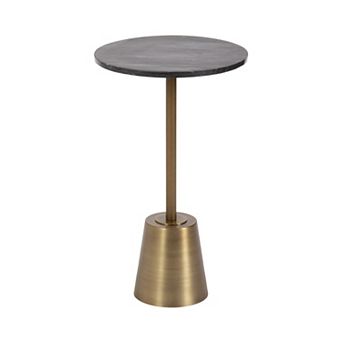 Tira Round Marble and Metal Side Table