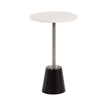 Tira Round Wood and Marble Side Table