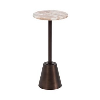 Tira Round Marble and Metal Side Table